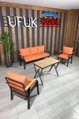 UFUK HOME Kavacık 3+1+1+Masalı Turuncu Bahçe Mobilyası, Balkon Çay Seti, Bahçe Koltuk Takımı - 1