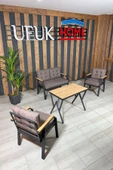 UFUK HOME Kavacık 2 1 1 Masa Açık Kahve Bahçe Mobilyası, Balkon Çay Seti, Bahçe Koltuk Takımı, Balkon Takımı - 1