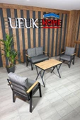 UFUK HOME Kavacık 2 1 1 Masa Gri Bahçe Mobilyası, Balkon Çay Seti, Bahçe Koltuk Takımı, Balkon Takımı - 1