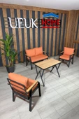 UFUK HOME Kavacık 2 1 1 Masa Turuncu Bahçe Mobilyası, Balkon Çay Seti, Bahçe Koltuk Takımı, Balkon Takımı - 1