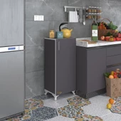 Kenzlife mutfak dolabı mine 088*030*032 gri kapaklı ayaklı banyo evrak ofis kitaplık ayakkabılık kiler - 1
