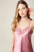Saten Dantel Yakalı Celine Gecelik Rose - 2