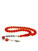 Küre Tane Bilek Boy Çay Rengi Toz Kehribar Tesbih - 4