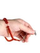 Küre Tane Bilek Boy Çay Rengi Toz Kehribar Tesbih - 2