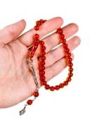 Küre Tane Bilek Boy Çay Rengi Toz Kehribar Tesbih - 3