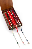 Ahşap Kutuda 3'lü Toz Kehribar Bilardo Tesbih Seti - 2