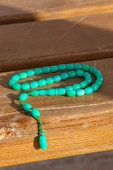 Bilek Boy Pastel Yeşili Sıkma Kehribar Tesbih - 4