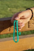 Bilek Boy Pastel Yeşili Sıkma Kehribar Tesbih - 1