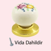 Kardelen Gerçek Porselen Düğme Gold Altın Çekmece Dolap Kapak Kulpu Kulbu Porselen Kulp - 4