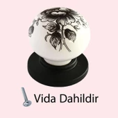 Erguvan Gerçek Porselen Düğme Siyah-Beyaz Çekmece Dolap Kapak Kulpu Kulbu Porselen Kulp - 4