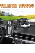 Araç içi Telefon Tutucu Ayarlanabilir Uzayablen Karbon Görünümlü Vantuzlu Cam ve Torpido için Uygun - 1