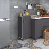 Kenzlife mutfak dolabı zehra 108*030*032 gri kilitli tekerlekli banyo evrak ofis kitaplık ayakkabılık kiler thumbnail 5