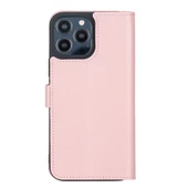 Apple iPhone 13 Pro Max Uyumlu Deri Cüzdanlı Kılıf Toz Pembe - 3
