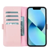 Apple iPhone 13 Pro Uyumlu Deri Cüzdanlı Kılıf Toz Pembe - 1