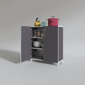 Kenzlife 2 kapılı dolap çilem 088*070*032 gri kilitli ayaklı banyo mutfak ofis kitaplık ayakkabılık kiler thumbnail 2