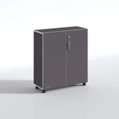 Kenzlife 2 kapılı dolap çilem 088*070*032 gri kilitli tekerlekli banyo mutfak ofis kitaplık ayakkabılık kiler - 6