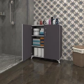 Kenzlife 2 kapılı dolap çilem 088*070*032 gri kilitli ayaklı banyo mutfak ofis kitaplık ayakkabılık kiler thumbnail 6