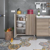 Kenzlife 2 kapılı dolap çilem 088*070*032 crd kilitli ayaklı banyo mutfak ofis kitaplık ayakkabılık kiler - 1