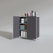 Kenzlife 2 kapılı dolap çilem 088*070*032 gri kilitli ayaklı banyo mutfak ofis kitaplık ayakkabılık kiler thumbnail 3