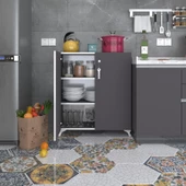 Kenzlife 2 kapılı dolap çilem 088*070*032 gri kilitli ayaklı banyo mutfak ofis kitaplık ayakkabılık kiler thumbnail 1