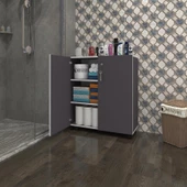 Kenzlife 2 kapılı dolap çilem 088*070*032 gri kilitli tekerlekli banyo mutfak ofis kitaplık ayakkabılık kiler - 5