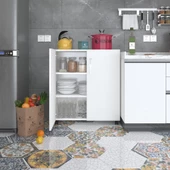 Kenzlife 2 kapılı dolap çilem 088x070x032 byz kilitli tekerlekli banyo mutfak ofis kitaplık ayakkabılık kiler - 1