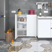 Kenzlife 2 kapılı dolap çilem 088*070*032 byz kilitli ayaklı banyo mutfak ofis kitaplık ayakkabılık kiler - 1
