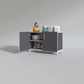 Kenzlife 2 kapılı dolap rabia 048*070*032 gri kapaklı ayaklı banyo mutfak ofis kitaplık ayakkabılık kiler thumbnail 1