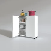 Kenzlife 2 kapılı dolap rabia 088*070*032 byz kapaklı tekerlekli banyo mutfak ofis kitaplık ayakkabılık kiler thumbnail 1