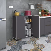 Kenzlife 2 kapılı dolap rabia 088*070*032 gri kapaklı tekerlekli banyo mutfak ofis kitaplık ayakkabılık kiler thumbnail 1