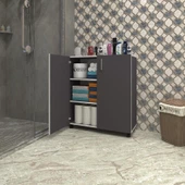 Kenzlife 2 kapılı dolap rabia 088*070*032 gri kapaklı tekerlekli banyo mutfak ofis kitaplık ayakkabılık kiler thumbnail 7