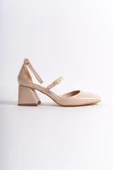 Sigva Mary Jane Yazlık Ten Rugan Kalın Topuklu Bantlı Ayakkabı - 4
