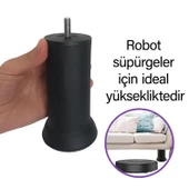 2 Adet Metal Destek Ayağı 12 Cm Siyah Mobilya Kanepe Baza Koltuk Ayakları Metrik 8 Civatalı İnce Diş - 4