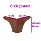 Açelya 6'Lı Set 10 cm Ceviz Mobilya Ünite Çekyat Koltuk Kanepe Ayağı 9.5 x 14.5 cm Ayarlı M8 Destek Baza Ayak thumbnail 2