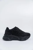 Siyah Taşlı Sneaker Kadın Spor Ayakkabı - Dofi - 2