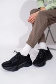 Siyah Taşlı Sneaker Kadın Spor Ayakkabı - Dofi - 1