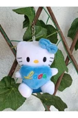 Mavi Renk Pelüş Hello Kitty Sanrio Maskot Anahtarlık ve Çanta Süsü Kawaii Anime Love - 3