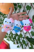Mavi Renk Pelüş Hello Kitty Sanrio Maskot Anahtarlık ve Çanta Süsü Kawaii Anime Love - 1