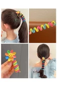 Gökkuşağı Sevimli Lila Renkli Figürlü At Kuyruğu Makarna Spiral Saç Lastiği - 8