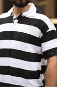 ERKEK POLO YAKA ÇİZGİLİ OVERSIZE T-SHIRT - 6