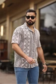 ERKEK OVERSIZE KISA KOLLU DESENLİ GÖMLEK - 5
