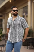 ERKEK OVERSIZE KISA KOLLU DESENLİ GÖMLEK - 2