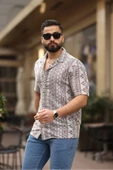 ERKEK OVERSIZE KISA KOLLU DESENLİ GÖMLEK - 4