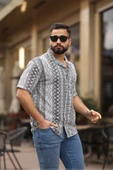 ERKEK OVERSIZE KISA KOLLU DESENLİ GÖMLEK - 1