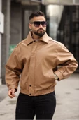 ERKEK BAHARLIK OVERSIZE YAKALI DERİ CEKET - 7