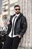ERKEK BAHARLIK OVERSIZE YAKALI DERİ CEKET - 9