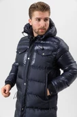 Kapüşonlu Uzun Erkek Şişme Mont - 9