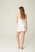 Saten Kısa Gecelik Dantel Yaka Sophia Ekru thumbnail 3