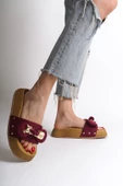 DILA Kalın ve Ortopedik Taban Ayıcıklı Saten Kadın Terlik KT Bordo - 2