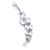 316L Çelik Çoklu Zirkon Taşlı Piercing  PRC-225 - 4